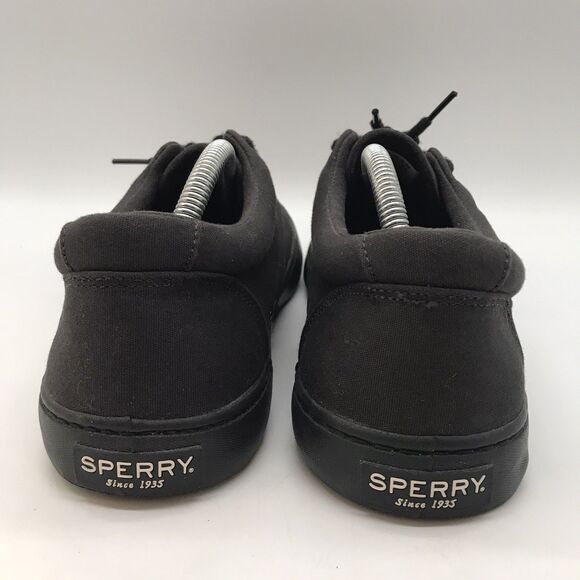 Sperry Top Sider Triple Black Skate Shoes Men's 10.5M Lace Up Low Top Sneakers - Picture 4 of 12